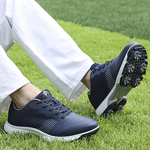 Image of THESTRON Men Golf Shoes Mesh Breathable Breathable Golf Walking Sport Sneakers 7 Spikes Golf Trainers
