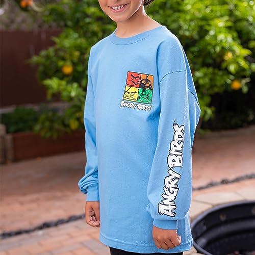 ANGRY BIRDS Official Color Blocks Youth Printed Long Sleeve 100% Cotton T-Shirt for Boys, Girls, Unisex3