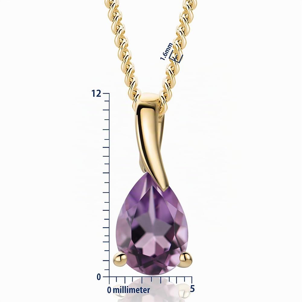 MIORE Schmuck Damen, Edelstein Kette mit Anhänger 9K 375 Gelbgold/Weißgold und Saphir/Rubin/Smaragd/Topas/Amethyst/Aquamarin, 18K Vergoldete Silberkette/Kette Silber, Halskette Damen mit Schmuckbox