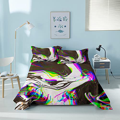 Drap de lit imprimé géométrique 3D coloré pour moderniser une chambre d'amis Queen Size