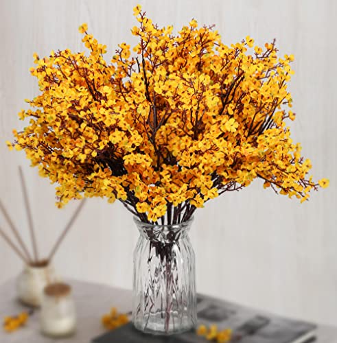 Image of SATYAM KRAFT 1 Bunch Artificial Babys Breath Gypsophila Flowers Bunch| Fabric Bouquet for Home Decoration items, Table Centerpiece, Bedroom, Living Room, Festive Decor, DIY Craft (Without vase orange)