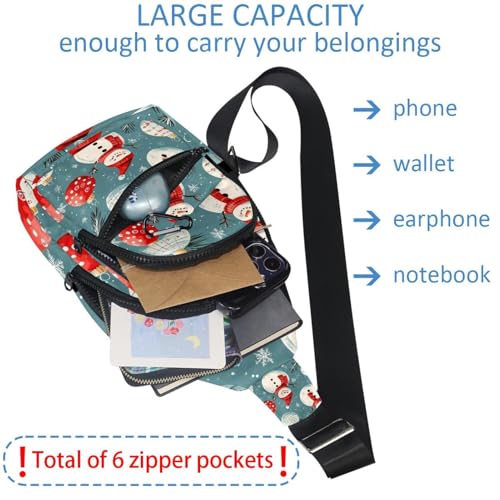 Mochila cruzada de muñeco de nieve ajustable para excursiones en Navidad 5