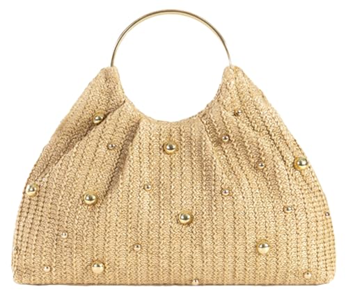 2025 Chic Straw Tote Bag Round Handheld Elegant Evening Clutch Wo...