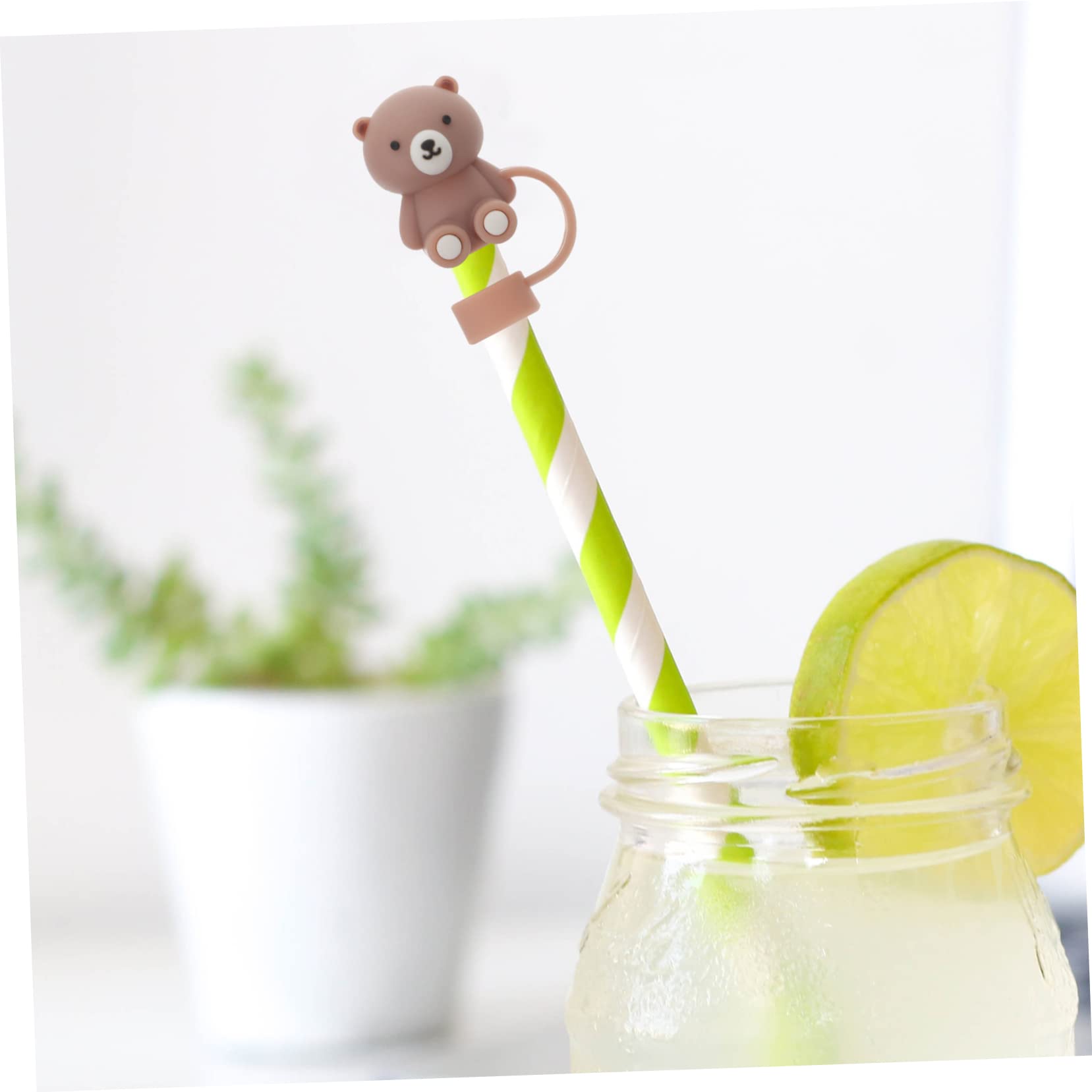 Alipis 9stücke Wiederverwendbare Silikon Strohhalm Kappen Niedliche Bären Designs Schutz Für Trinkhalme Spülmaschinenfest Für Partys Und Outdoor-aktivitäten