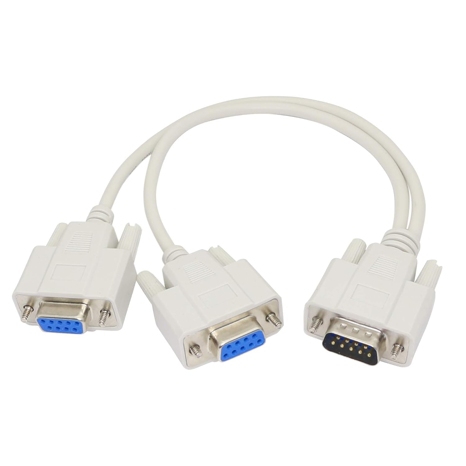 DB9 Male to 2X Dual DB9 Female Extension Y Splitter Cable Cord 9 Pin Serial RS-232 28 AWG Male to 2X Female M/Fx2 Molded Straight-Through D-Sub Port Beige for PC Mac Linux Data-image-39