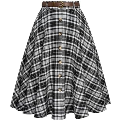 Belle Poque Vintage High Waist A-Line Midi Skirt Cover