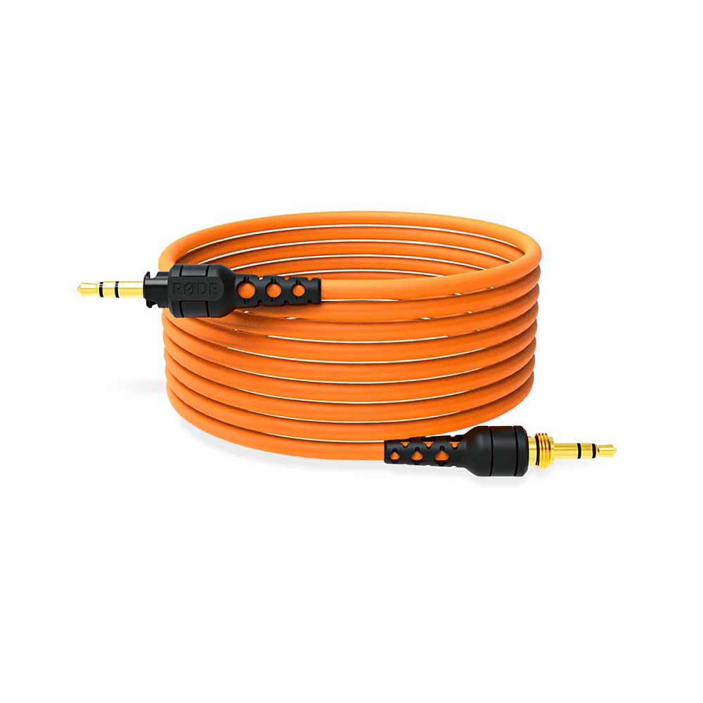 RØDE NTH-Cable pour casque NTH-100, 2,4m / 8ft de long, câble audio haute qualité mâle à mâle 3,5mm avec adaptateur ¼-inch inclus (Orange)