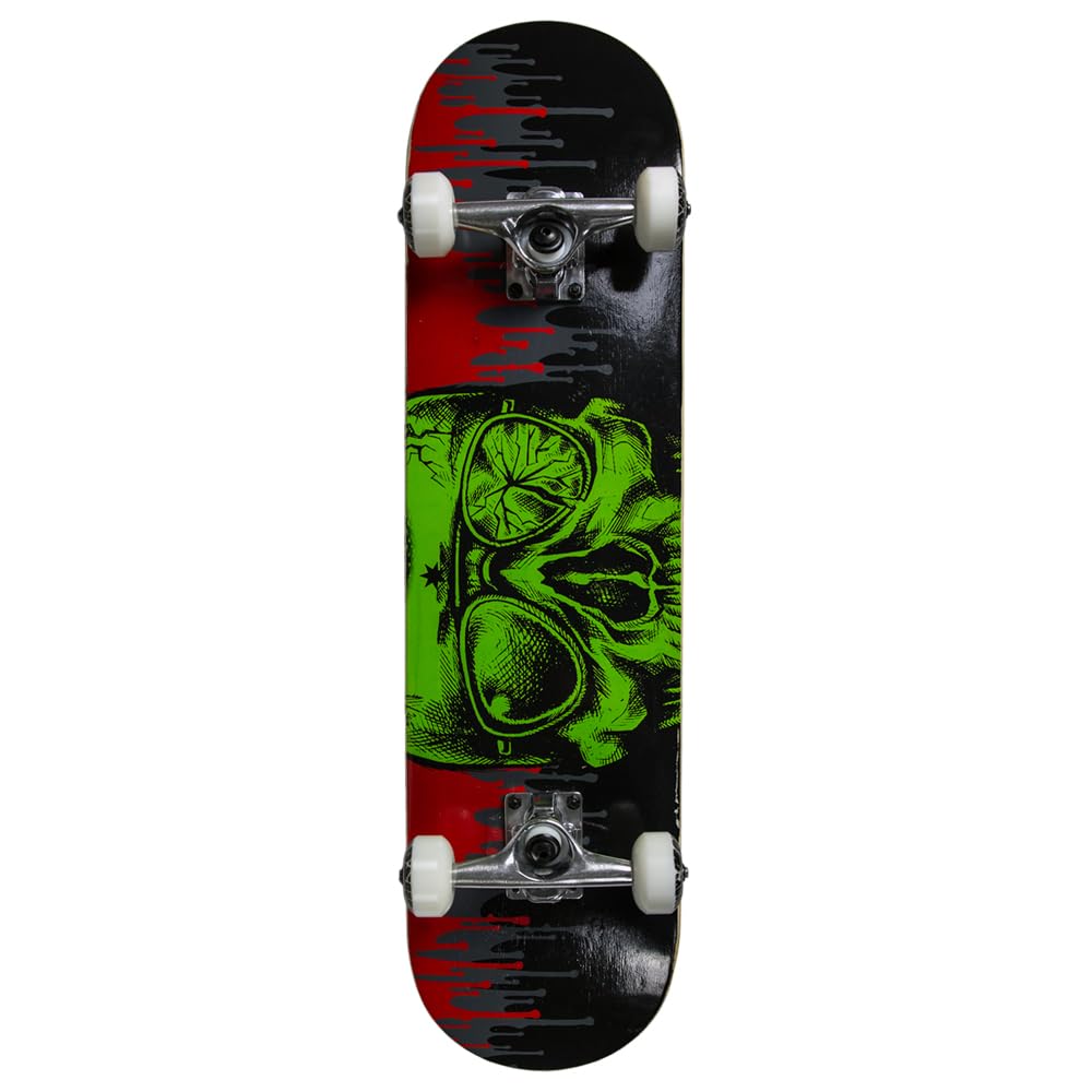 MGP Gangsta Series Beginner Skateboard - Double Kick Concave 31" x 7.75" Maple Deck, 5.5" Aluminium Trucks, 54mm/95a Wheels - Madd Gear (Dripped)