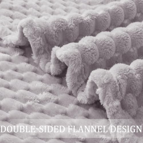 Image of Exclusivo Mezcla 3D Fleece Twin Size Blanket for Bed, Light Grey | Extra Soft Fuzzy Plush Lightweight Bed Blankets, Cozy Fluffy Decorative Blankets for All Seasons, 90x66 Inches