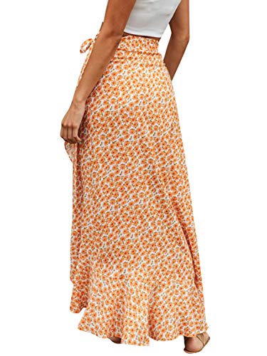 BerryGo Women's Boho Floral Wrap Maxi Skirt High Waisted Long Skirt with Slit2