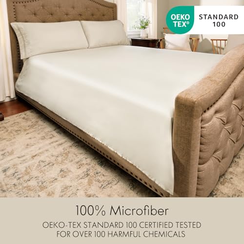 Image of ClevaHome Twin Size Sheet Set - 4 Piece Fitted Sheets Set, Oat Milk