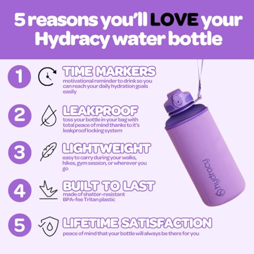 Image of Hydracy Water Bottle with Straw and Time Marking, 2 Litre Water Bottle, BPA-Free Drinking Bottle, Leak-Proof Sports Bottle, Condensation-Free for Sports and Outdoor Use