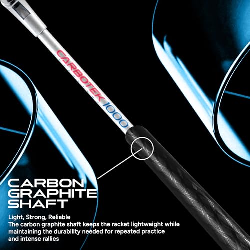 Image of Hundred Carbotek 1000 Badminton Racket | Superlight Head-Heavy Racket for Smash Power | Slim Shaft, Carbon Graphite Shaft & Curve Frame for Better Sweet Spot