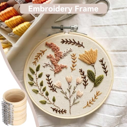 Image of Small Embroidery Hoop, 12PCS 3.5in Wooden Embroidery Hoops Circle Cross Stitch Hoop Ring Small Round Embroidery Frames for Display, Art Craft Sewing, Home Ornaments