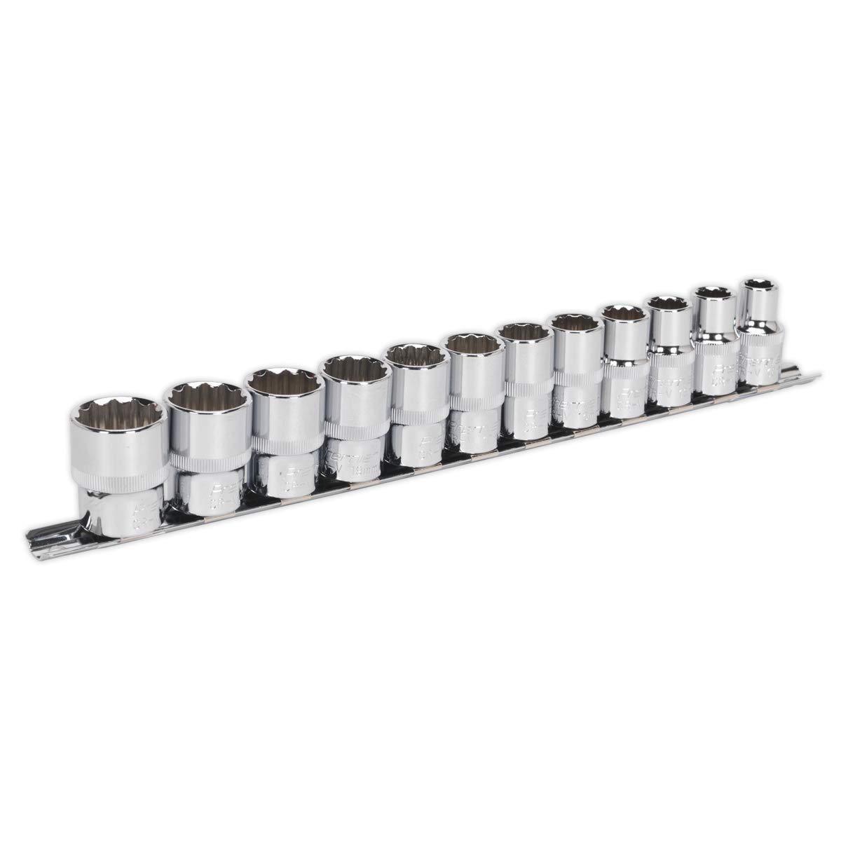 Sealey Socket Set 12pc 1/2""sq Drive 12pt Walldrive Metric