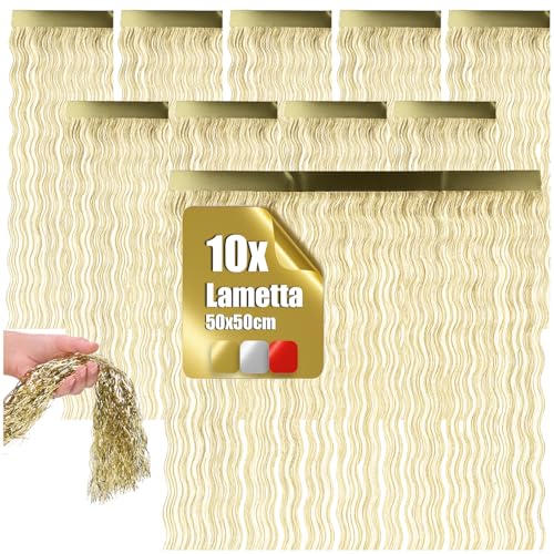 com-four® 10x Lametta - Goldfarbene Lametta Girlande für Weihnachten...