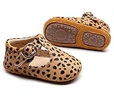 HONGTEYA Leather Leopard Baby Shoes Hard Sole T-Strap Boys Girls Moccasins for Infants Babies Toddlers (18-24 Months/ 7 M US Toddler, Leopard1)