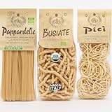 Morelli Pasta Combo 3-pack (Busiate/Pappardelle/Pici)-Organic Premium Durum Wheat Semolina Italian Pasta from Italy - Protein-Rich, Ancient Grains, All Natural, Gourmet Italian - 17.6oz (500g)