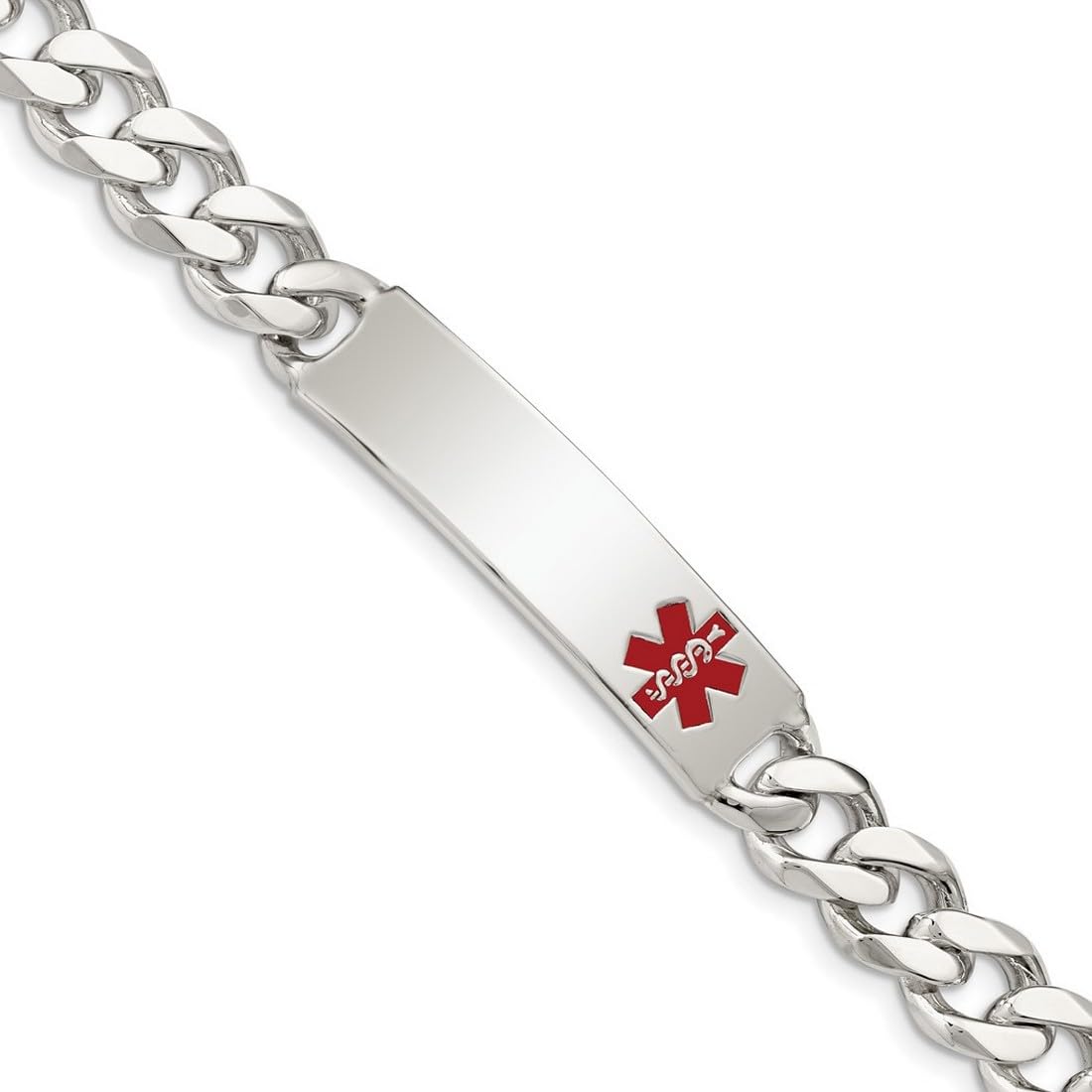 925 Sterling Silber Gravierbarer Karabinerverschluss poliert Medizinische Panzerkette ID Armband Schmuck Geschenke für Frauen - Längenoptionen: 19 22