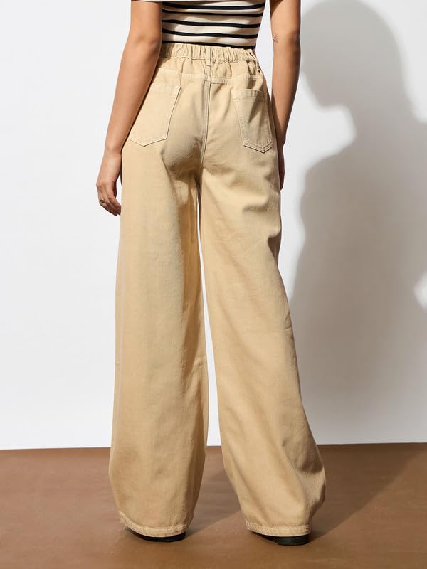 Image of Blue Zipper Design Baggy Jeans