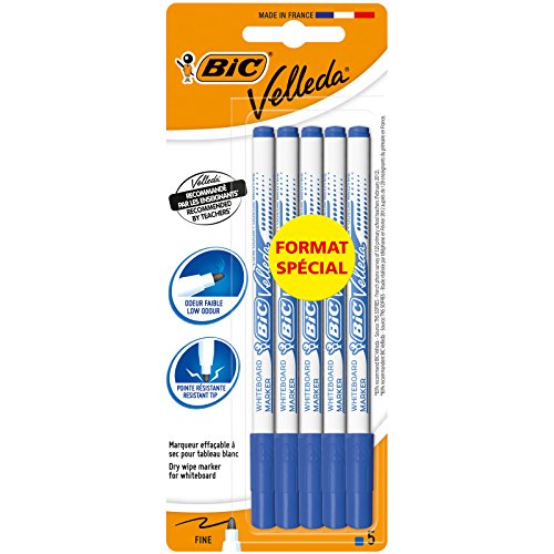 BIC 9246351 Lot de 5 Marqueurs pour tableau blanc Bleu