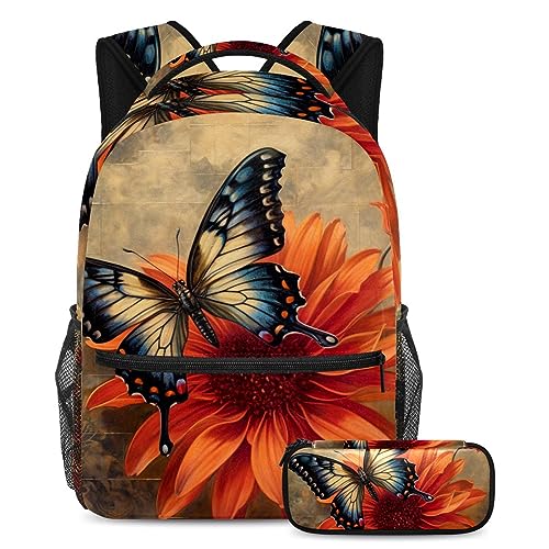Sac à dos aquarelle à fleurs rouges soulageant le dos des enfants et ados