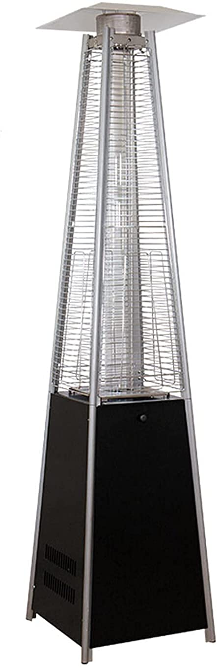 Riscaldatore da Terrazza Stufa a infrarossi Riscaldatore a propano da esterno 13KW Riscaldatore a fiamma a piramide da 42.000 BTU con riscaldatori per patio con ruote Spegnimento automatico, nero LSDR