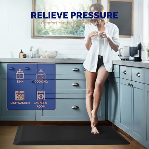 image for FEATOL Anti Fatigue Mat for Standing, 9/10 Extra Thick Ergonomic Stand