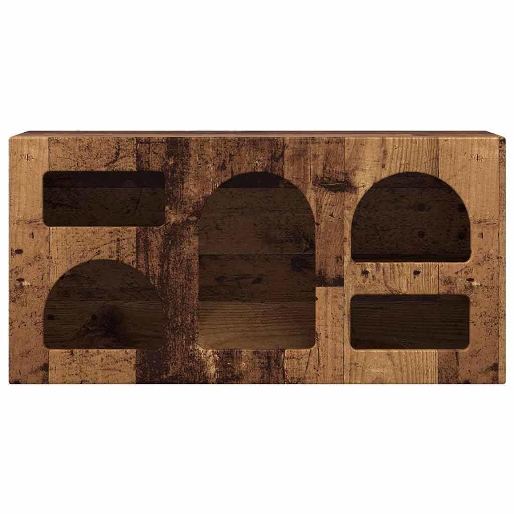 Mobile TV basso effetto legno anticato, 80 x 35 x 40 cm, in legno
