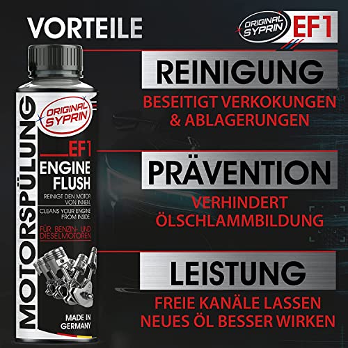 SYPRIN Motorspülung Schlammspülung für Diesel und Benzin Motoren - Motor Reiniger - Engine Oil Flush I Systemspülung Motorinnenreinigung (250ml)