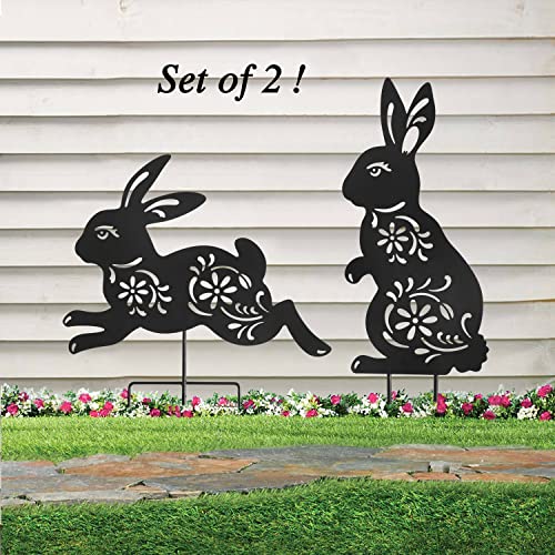 Yy-Ladybug DC-03 Bunny Decorative Garden Stakes Outdoor Metal Bunny Statues Animal Decorative Garden Stakes Bunny Stakes Outdoor Bunny Set Of 2 thumb #1