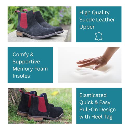 Oakenwood Bottines Chelsea formelles en daim et mousse à mémoire de forme pour homme - Les Beatles, Paul McCartney, John Lennon, RIngo Starr, George Harrison Oakenwood Bottines Chelsea formelles en daim et mousse à mémoire de forme pour homme – Image 3