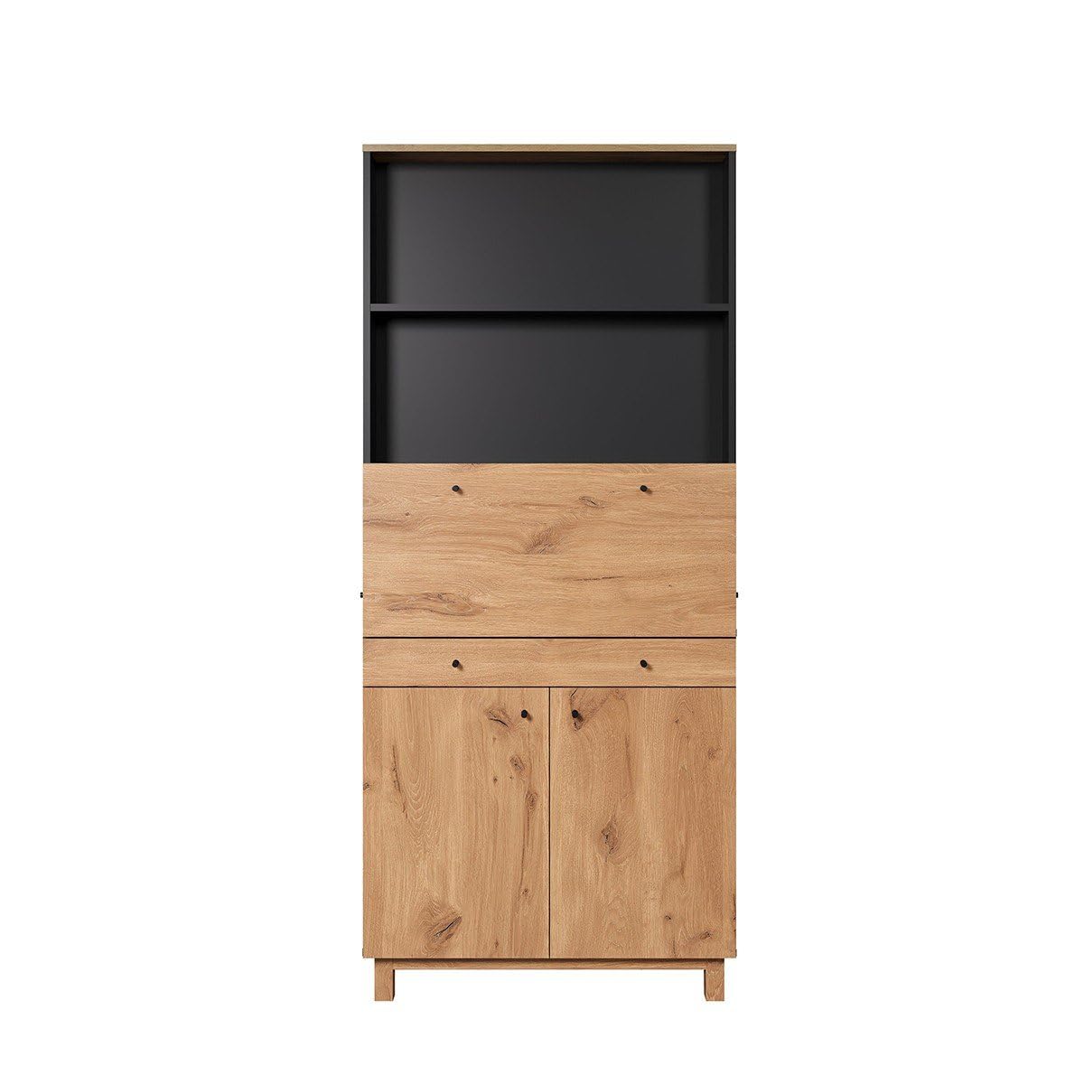 trendteam smart living - Sekretär Schreibtisch Multifunktionsschrank - Wohnzimmer - Solution - Aufbaumaß (BxHxT) 76 x 175 x 41 cm - Farbe Navi Blau mit Viking Eiche - 221400833