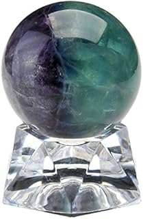 Jovivi 1.2"(30mm) Natural Dragon Blood Jasper/Fluorite Healing Crystal Gemstone Ball Divination Sphere Sculpture Figurine With Acrylic Stand