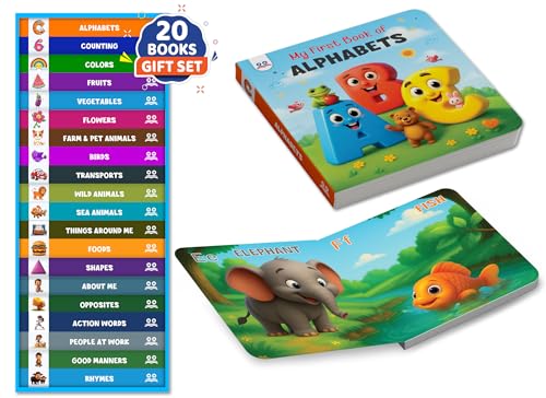 Image of My First Library Box Set (20 Board Books) | Premium Quality Kids Books for 1 Year - 4 Year Old | Early Learning Books - Alphabets, Numbers, Rhymes, ... Flowers, Birds, Transport, Pet & Wild Animals