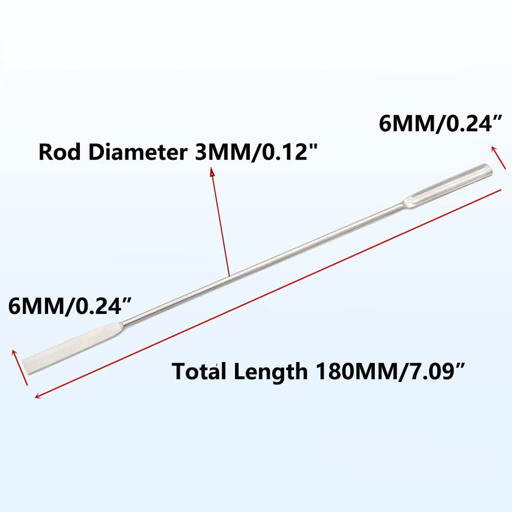 SEIWEI 3PCS 304 Stainless Steel U-Shaped Micro Medicine Scraper 18MM Double Ended Half Rounded/Flat End Spatula Micro Lab Scoop Spoon Silver