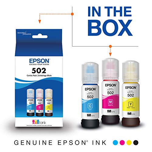 Epson T502 Ecotank Ink Ultra-High Capacity Bottle Color Combo Pack (T502520-S) For Select Epson Ecotank Printers #TOP1