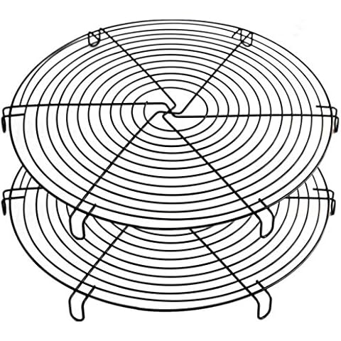 Mokpi Round Cake Cooling Racks Wire Baking Steaming Rack, 12 Inch Diameter, Steamer Rack (Black-2 Pack) Cover