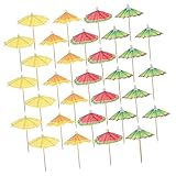KOCKSHION 40個入り フルーツ 傘爪楊枝 カクテルピック 飲料装飾用 パーティーアイテム 夏のイベントに ガーランドデザインの果物 ドリンク用ピック