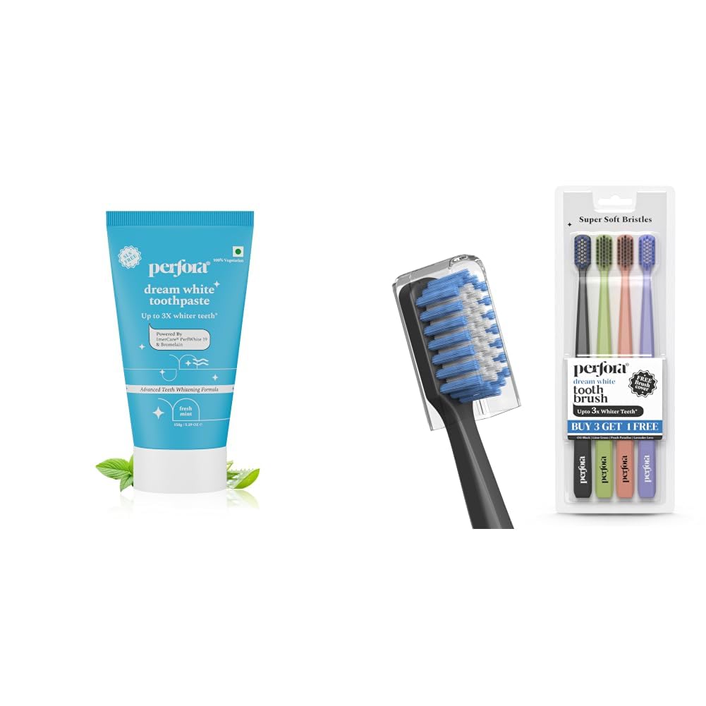 Perfora Teeth Whitening Toothpaste For Stain Removal - 150 g | Fluoride & SLS Free Tooth Paste For Adult & Kids | N-Ha For Teeth Remineralisation & Oral Care | No Artificial Sweetners & Dream White-image-41