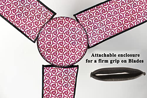Image of Stylista Waterproof & Dustproof Three Blade Ceiling Fan Cover with attachable Enclosure Set of 4 Fan Covers Packed Pattern Pink