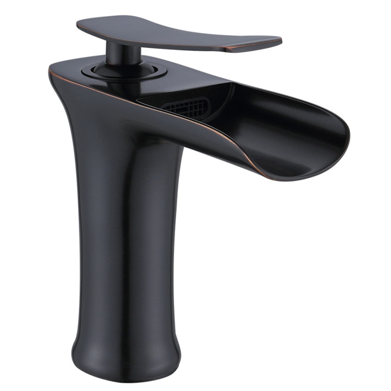 Rubinetto Lavabo A Cascata Monocomando Nero In Ottone - Altezza Beccuccio 110 Mm - LakeBayMZC