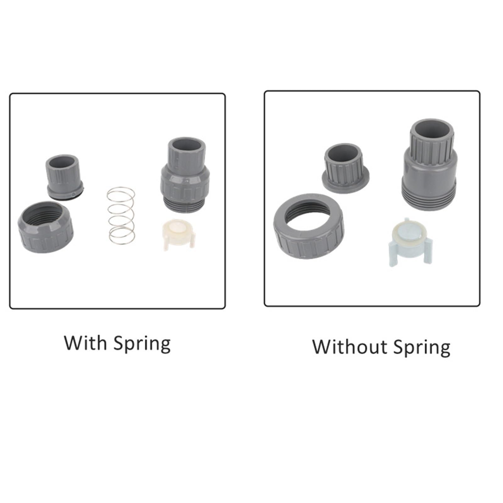 1 valve anti-retour unidirectionnelle pour aquarium - 20, 25, 32, 40, 50 mm - Joints de tuyau d'irrigation (20 mm (avec ressort), gris)