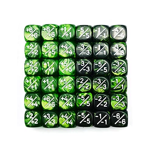 36pcs 12mm Positive and Negative Dice Counters Marble Green+Gemini Green&Black Set, Small Token Dice Compatible with MTG, CCG - Image 2