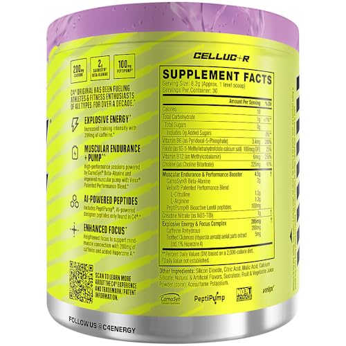 Image of C4 Original Pre Workout - Popsicle Grape - Pre-Workout for Endurance, Focus & Performance with 200mg Caffeine, Beta-Alanine, Creatine Nitrate, L-Arginine & PeptiPump - Sugar Free, 30 Servings