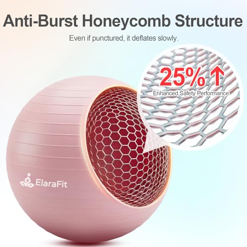 Image of Anti Burst Large Exercise Ball for Yoga Non Slip Pilates Ball with Pump 550 lbs Capacity for Pregnancy, Fitness Size L 23 to 26 inches, About 58 to 65cm