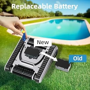 Cordless Pool Vacuum for Inground Pools, Automatic Robotic Pool Cleaner with Wall and Waterline Cleaning, Gray Cordless Pool Vacuum for Inground Pools Automatic Robotic Pool Cleaner with Wall and Waterline Cleaning Gray