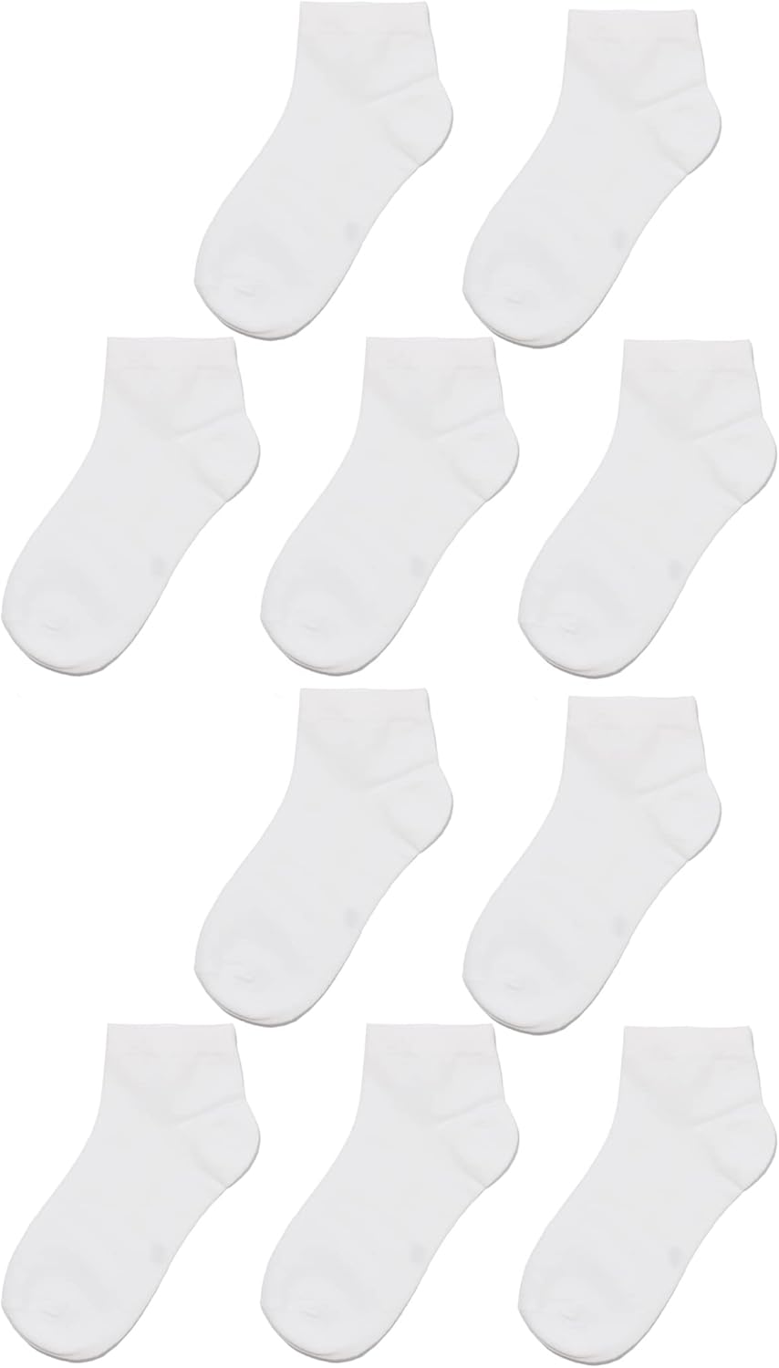 Boys and Girls Low Cut Sock White Color Ankle Socks School Socks for Kids 10 pack