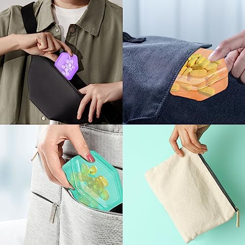 3 stuks kleine pillendoos, reispillendoos kleine pil organisator mini pillendoosje draagbare pil container pil houder pillendoosjes voor zak vitamine medicatie (oranje & cyaan & paars) - Afbeelding 5