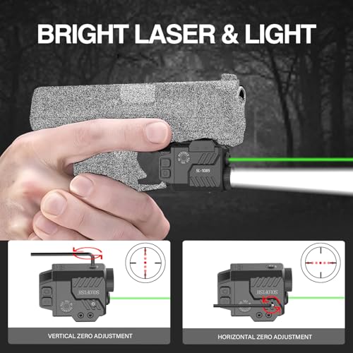 Image of Solofish 800 Lumens Pistol Light Laser Combo, Strobe Function for Green /Red /Blue Laser and Tactical Light with Slidable Rail Fits Guns w /Rail